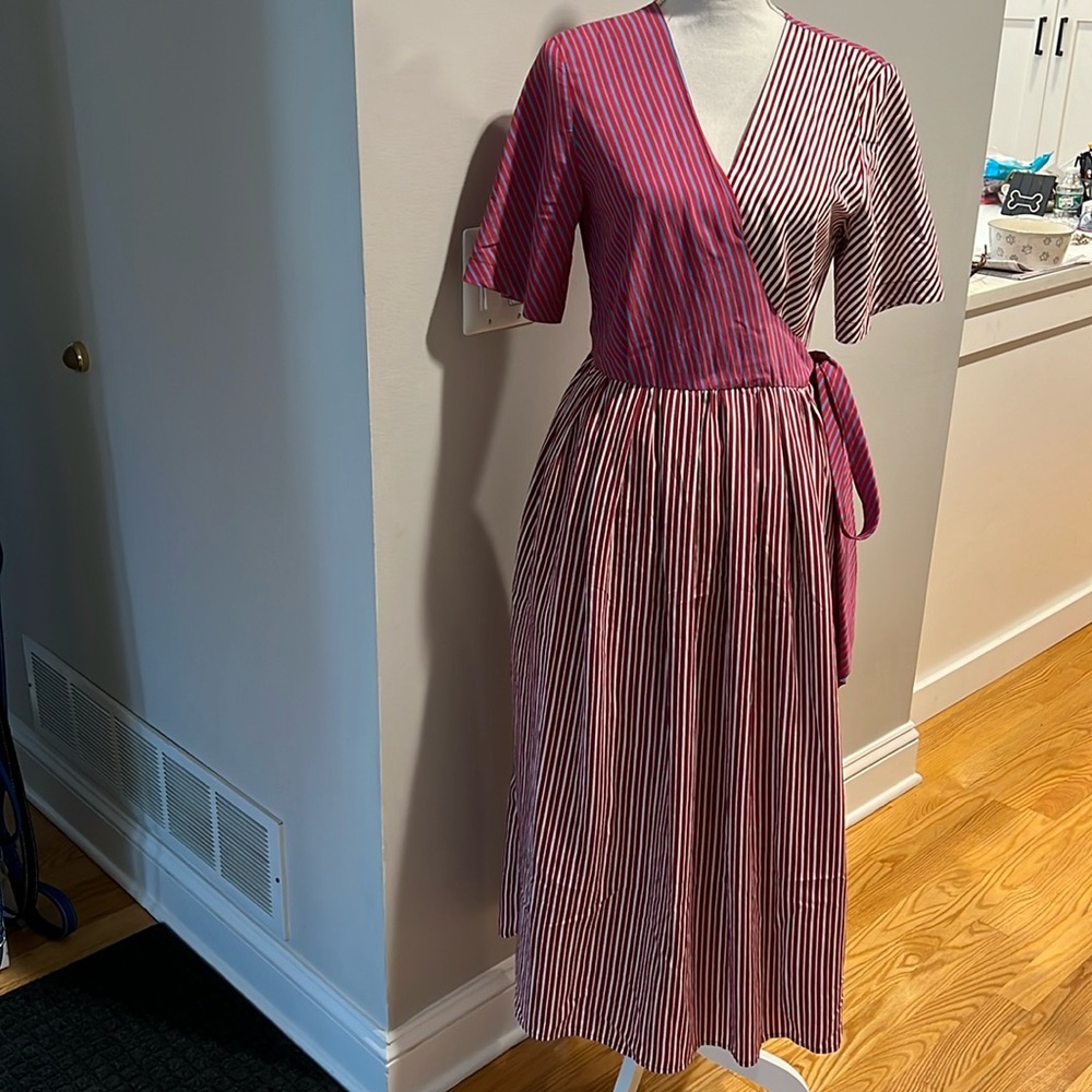 Diane Von Furstenberg striped color-block cotton midi dress
